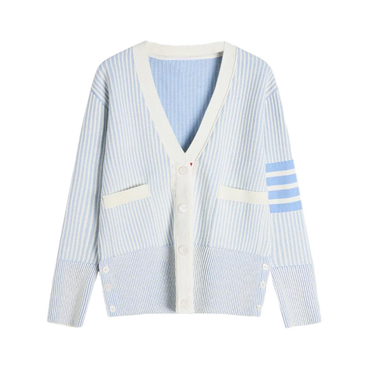 2025S Women's striped v-neck jacket THOM TREND
