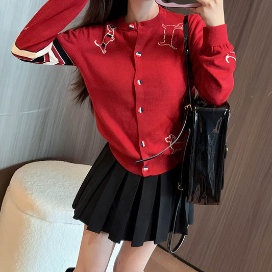 Thom Browne Puppy Embroidered Sweater