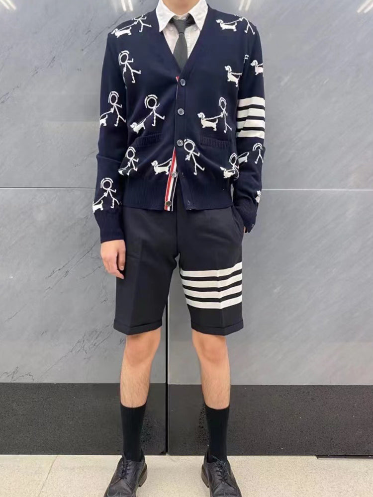 Unisex Stickman Dog Walking Cardigan THOM TREND