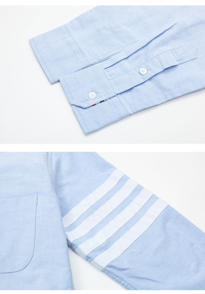 Men's four-bar collar mid-ribbon shirt(副本) THOM TREND