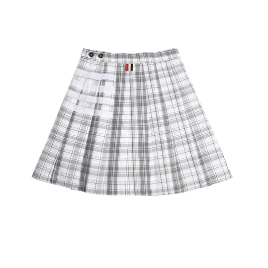 Thom Browne 4 Bars Plaid pleated skirt