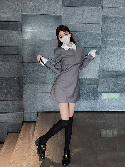 Hooded contrast cardigan and skirt set(复制) THOM TREND