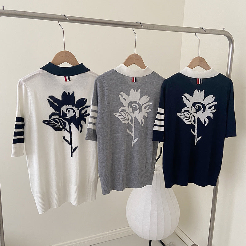 Thom Browne Polo collar short sleeve sweater