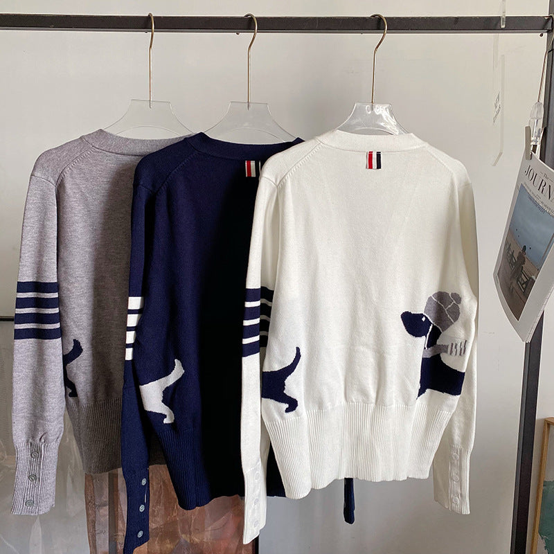 Dog V-neck sweater with back(副本) THOM TREND