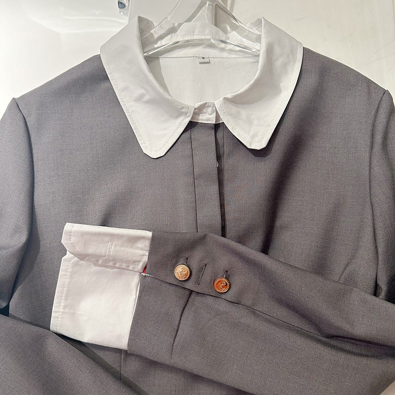 Hooded contrast cardigan and skirt set(复制) THOM TREND