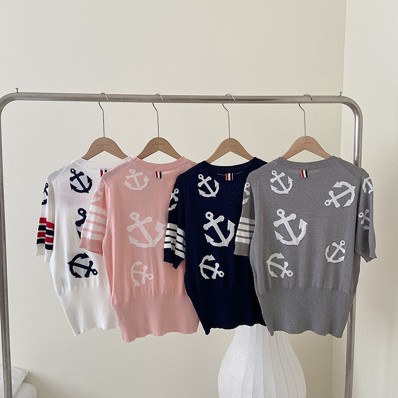 Thom Browne Round neck high waist T-shirt