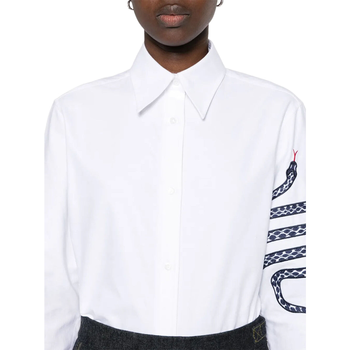 Thom Browne Snake Embroidered Denim Shirt