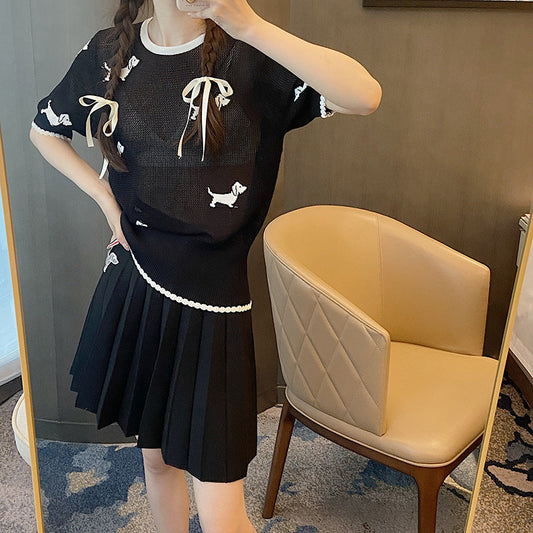 Thom Browne Crew neck hollow pullover sweater