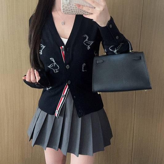 2025SS Women's Swan Intarsia Knit Cardigan THOM TREND