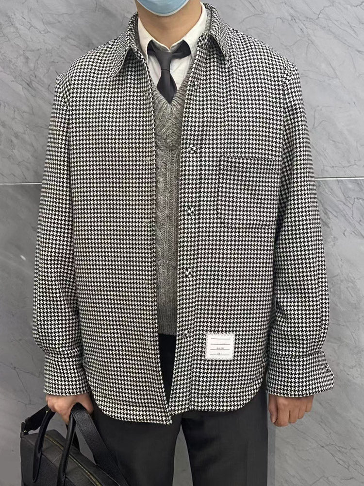 Men's Houndstooth Shirt Jacket THOM TREND