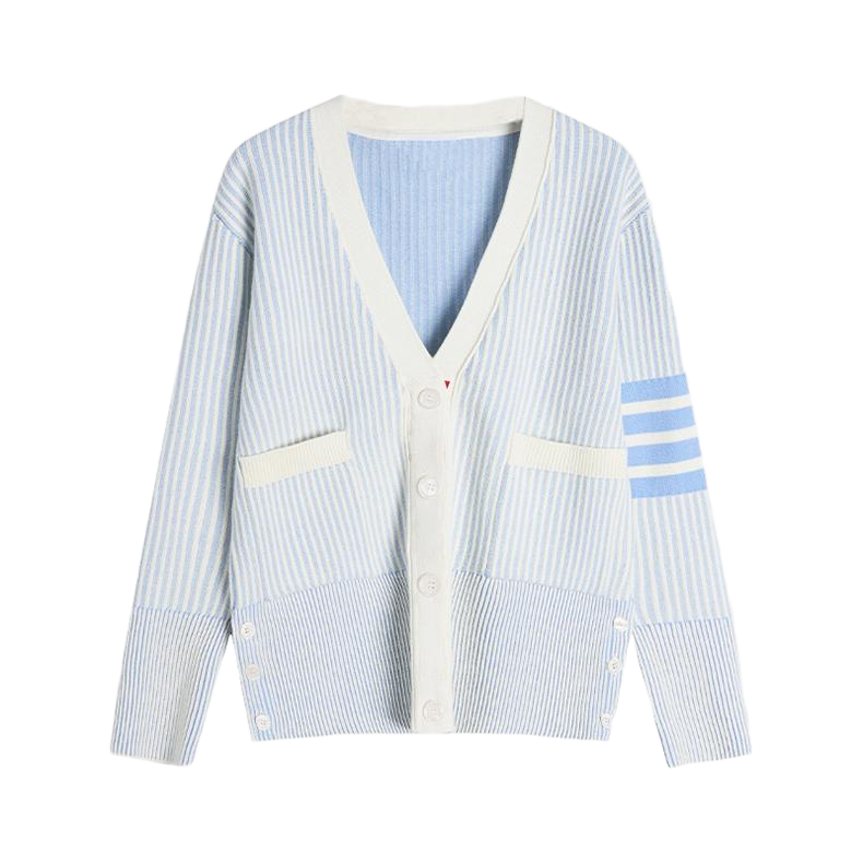 2025S Women's striped v-neck jacket THOM TREND