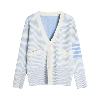 2025S Women's striped v-neck jacket THOM TREND