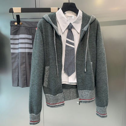 2025SS Hooded knitted cardigan THOM TREND
