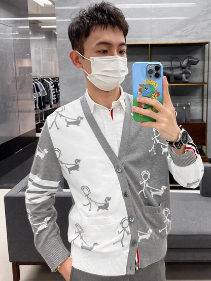 Unisex Stickman Dog Walking Cardigan THOM TREND