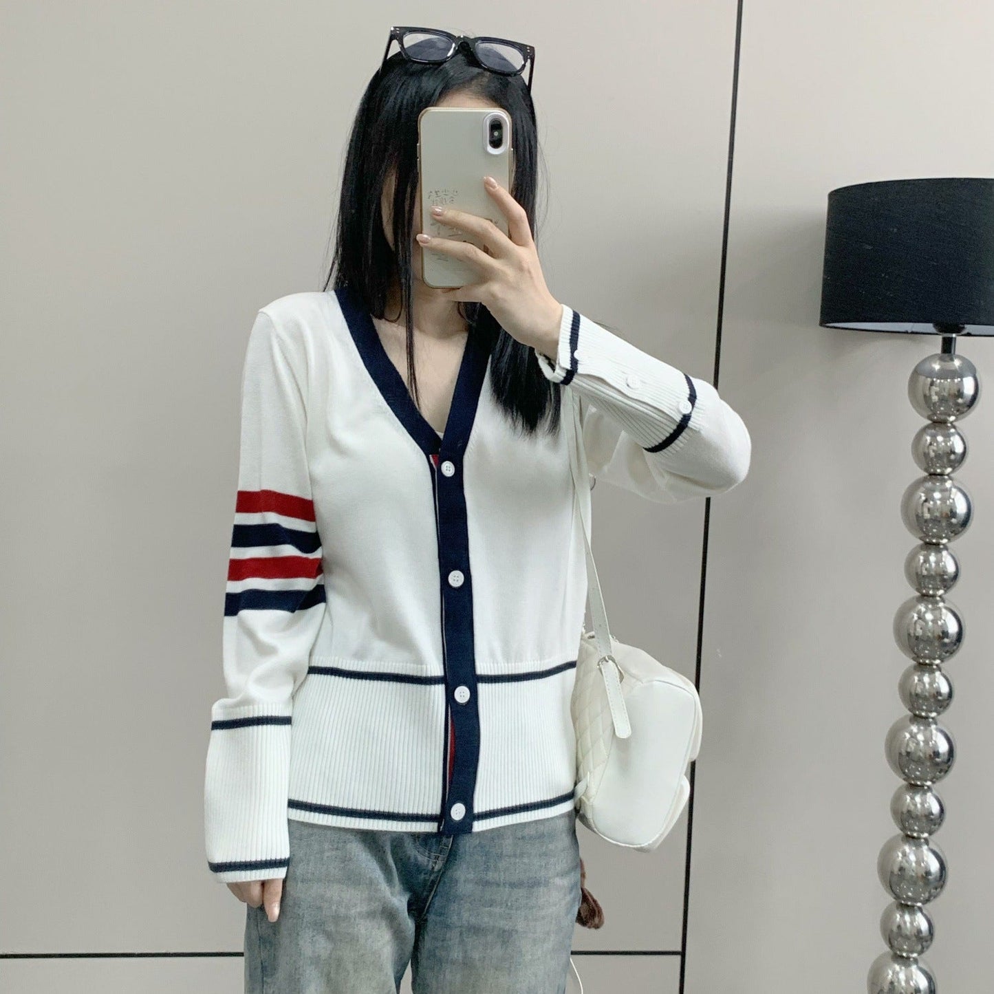 Striped V-neck long sleeves（副本） THOM TREND