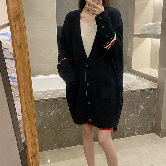 2025SS  Three-color stripe long cardigan THOM TREND