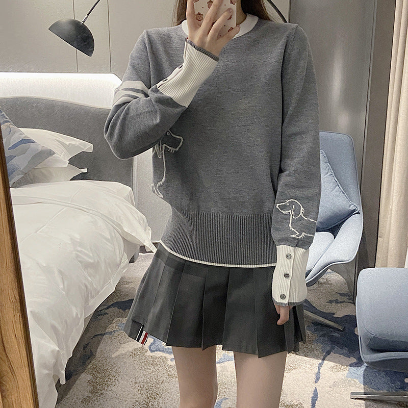 2025SS  Dog pattern pullover sweater THOM TREND