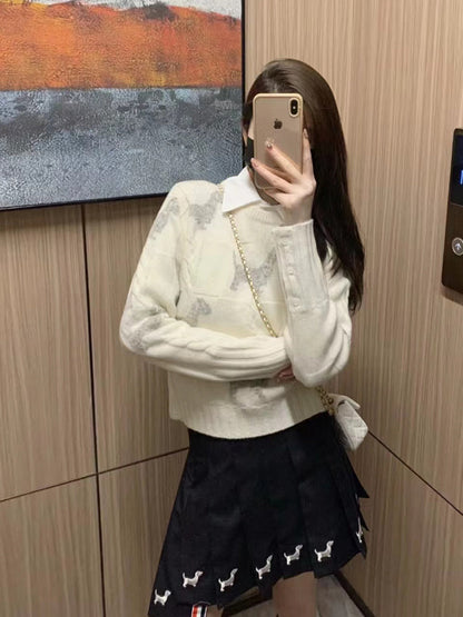 Puppy Intarsia Crew Neck Sweater THOM TREND