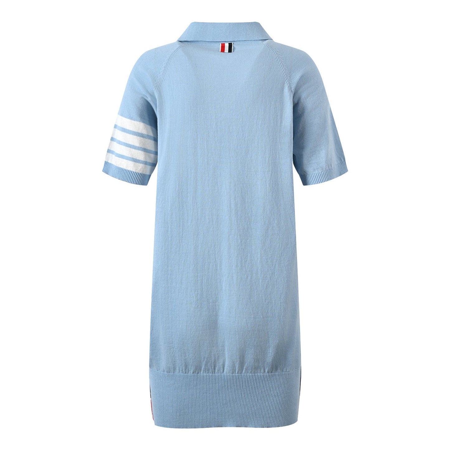Women's Polo Collar Knitted Short Sleeve Dress - Premium Cotton Casual Dress