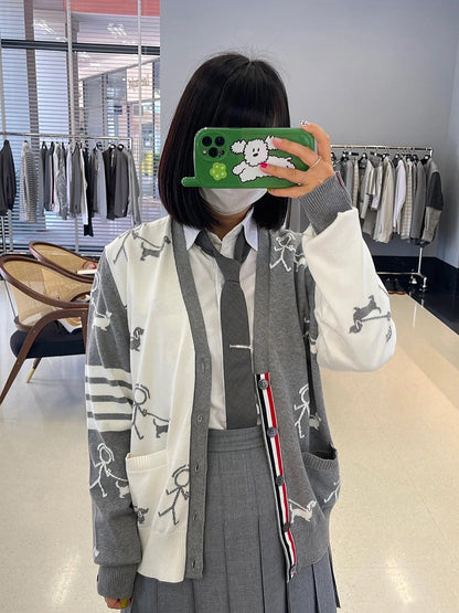 Unisex Stickman Dog Walking Cardigan THOM TREND