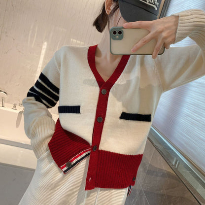 2025SS wool V-neck knitted cardigan THOM TREND