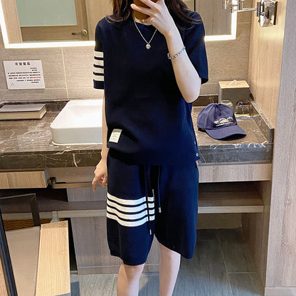 Thom Browne Short-Sleeved Knitted Track Suit