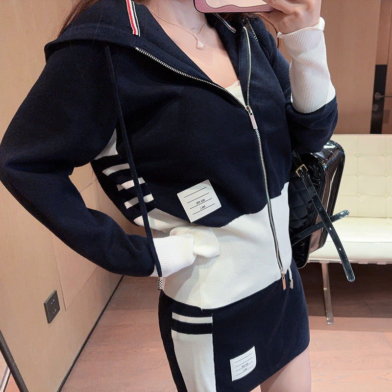 Thom Browne Threaded three-bar skirt suit