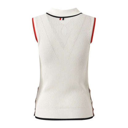 Women's Polo Neck Sleeveless Vest - Premium Cotton Tank Top