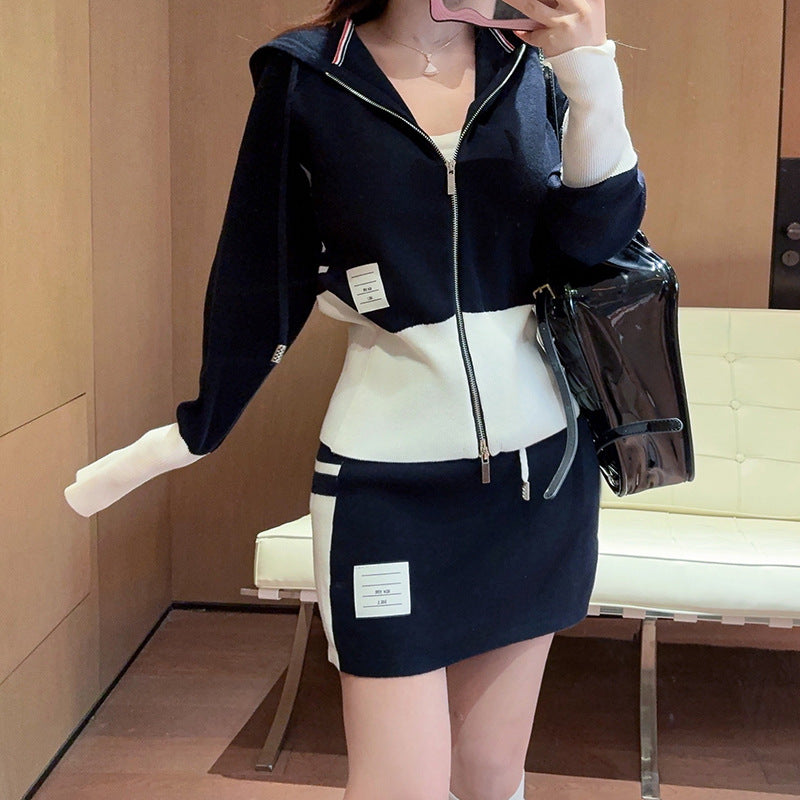 Thom Browne Threaded three-bar skirt suit