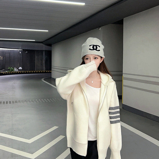 Thom Browne Hooded zip-up cardigan