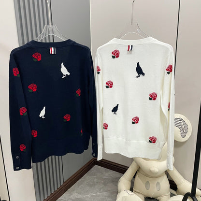 2025SS  Rose and Bird Jacquard Cardigan THOM TREND