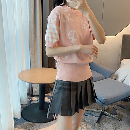 Thom Browne Round neck high waist T-shirt