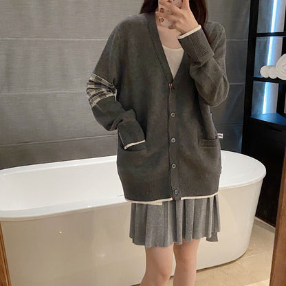 2025SS Back Block Dog Cardigan THOM TREND