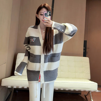 Thom Browne Puppy Embroidered V-Neck Cardigan