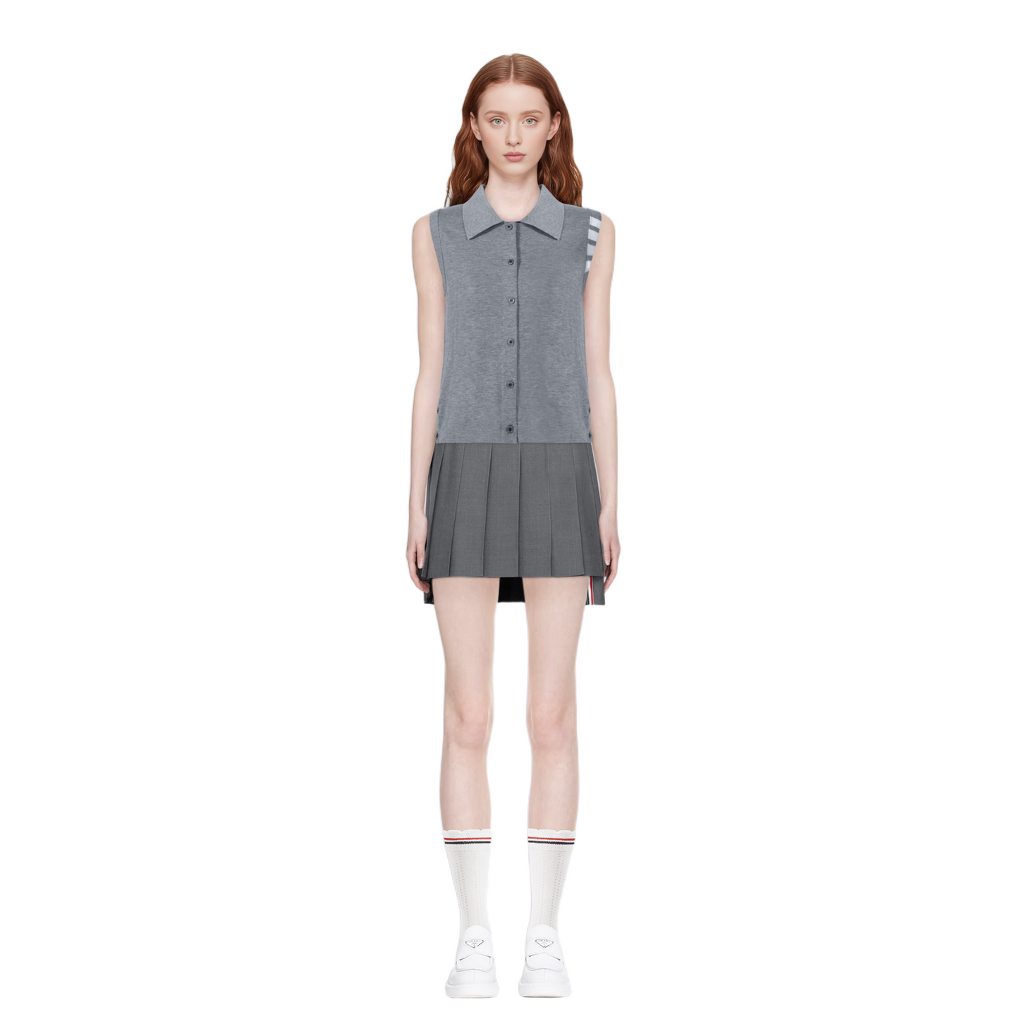 Women's tricolor knitted short sleeves（副本） THOM TREND