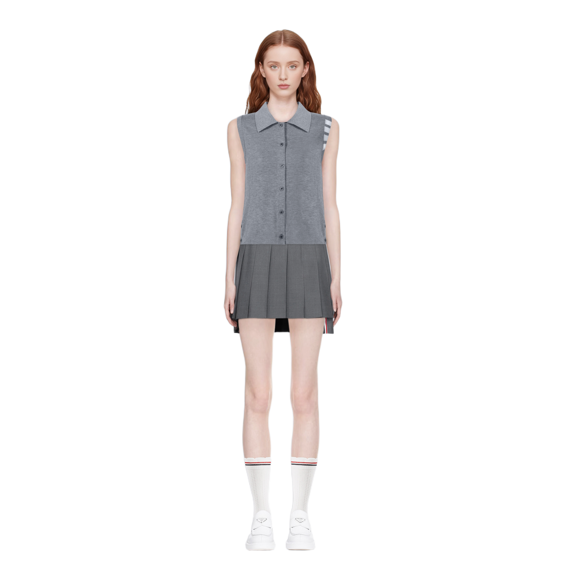 Women's tricolor knitted short sleeves（副本） THOM TREND