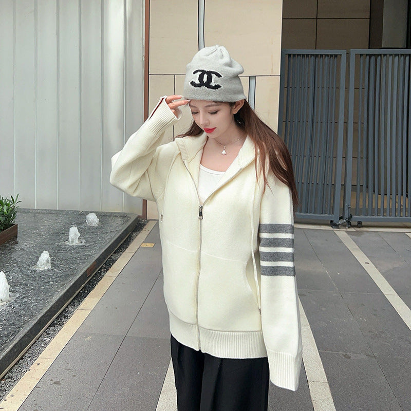 Thom Browne Hooded zip-up cardigan