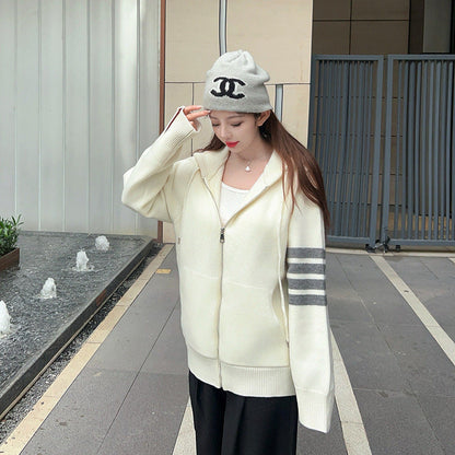 Thom Browne Hooded zip-up cardigan