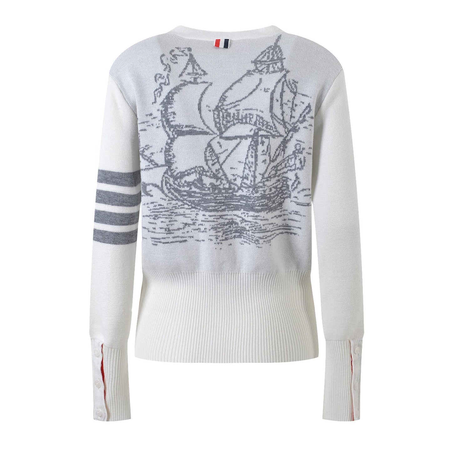 Four-Stripe Pink V-Neck Cardigan（副本） THOM TREND