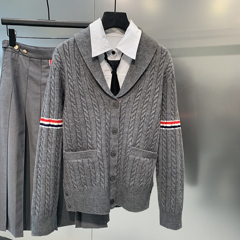 Thom Browne Lapel knitted sweater jacket
