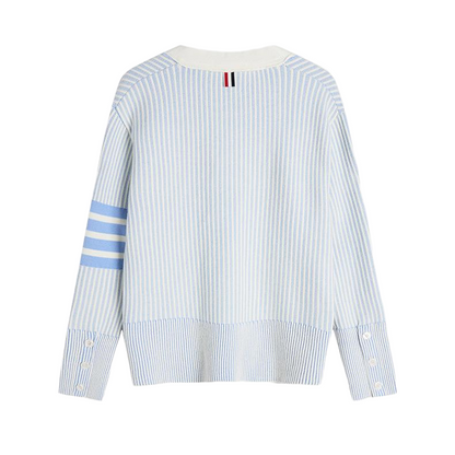 2025S Women's striped v-neck jacket THOM TREND