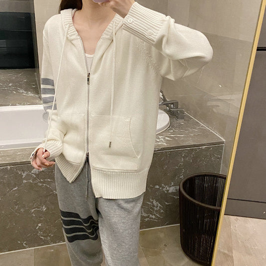 2025SS Cutout Flower Hooded Zip-Up THOM TREND