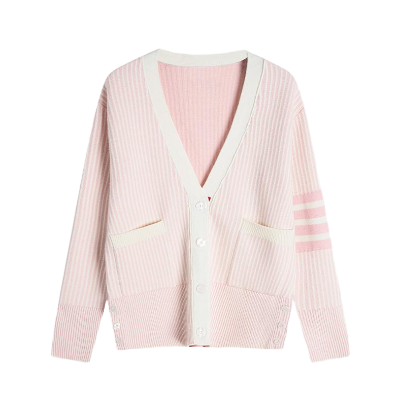 2025S Women's striped v-neck jacket THOM TREND