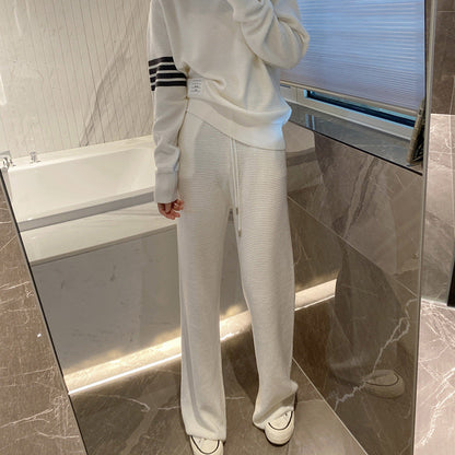 Thom Browne Women's Wide-Leg Pants - 100% Cotton All-Match Straight Trousers