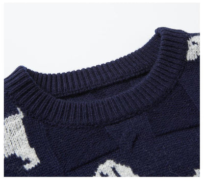 Puppy Intarsia Crew Neck Sweater THOM TREND