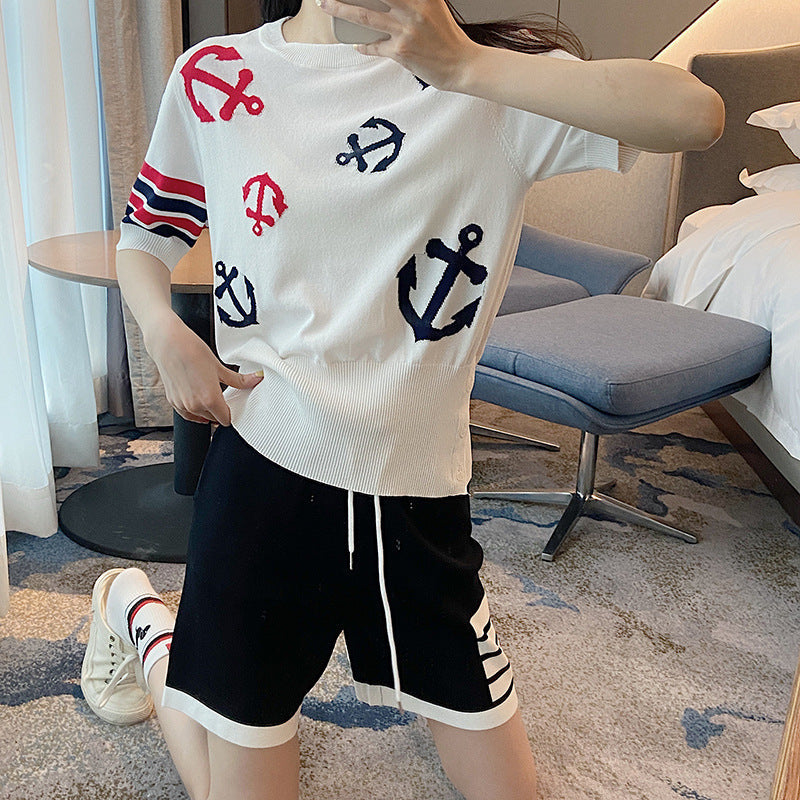 Thom Browne Round neck high waist T-shirt