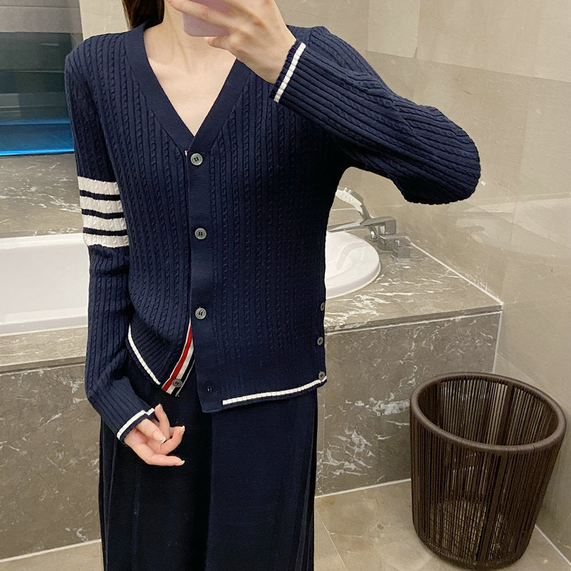 2025SS  Small twist v-neck cardigan THOM TREND