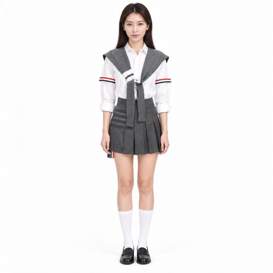 Thom Browne Small knitted knotted thin shawl