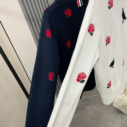 2025SS  Rose and Bird Jacquard Cardigan THOM TREND