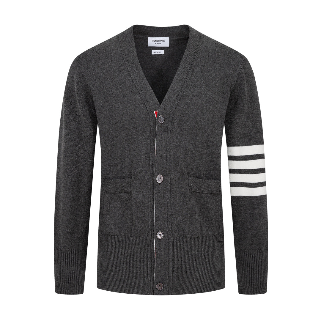 Thom Browne Classic Four-Bar Stripe Cardigan Sweater
